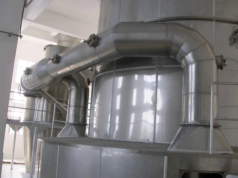 Stainless steel spray drying tower with large insulated connecting ducts