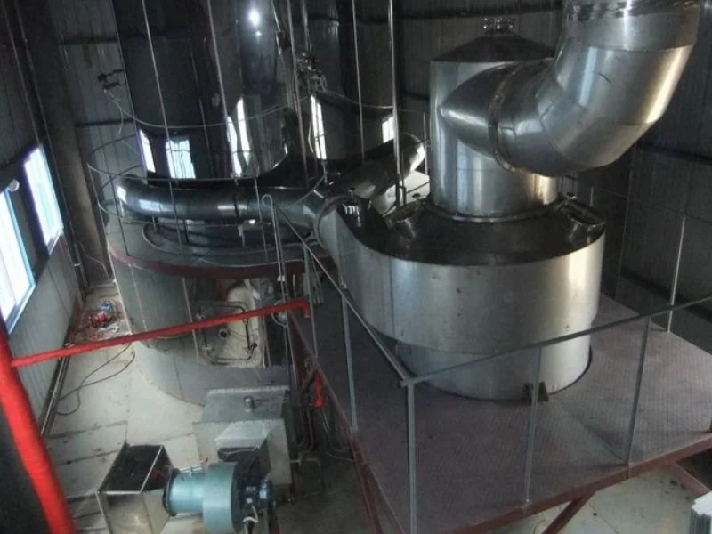 Stainless steel dust collection equipment and ductwork with an exhaust fan